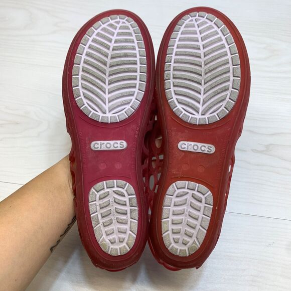 Crocs Adrina Flat Shoe Open Toe Circle Cut Out Toe Ballet Pink Jelly Womens 11 - Picture 7 of 9